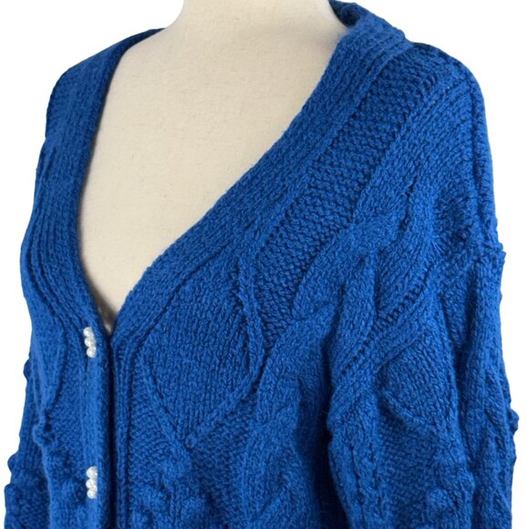 Like new! Koko + Mason Los Angeles Chunky Knit V-Neck Cardigan in Blue S… - Picture 8 of 13